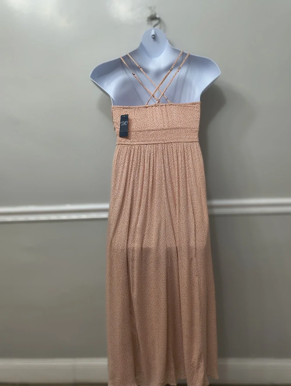 Abercrombie & Fitch Peach Ditsy Floral  Maxi Dress S Boho Cottage Summer Party